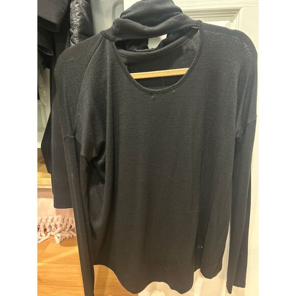 Rag & Bone Cutout Back Long Sleeve Soft Turtleneck Top Black X-Small - Picture 3 of 6